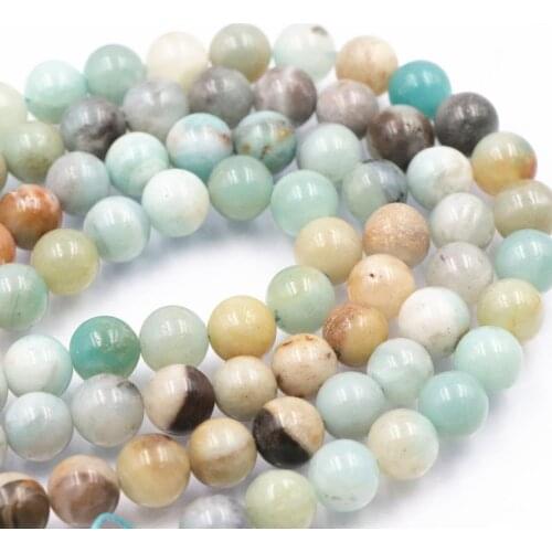 Round Natural Amazonite Stone Loose Beads 3 4 6 8 10 12mm for Jewelry Making DIY Bracelet Necklace Jewelry Making 15inch A697