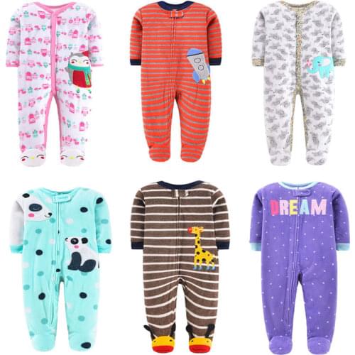 Jumpsuit for Kids Fleece Rompers Toddler Boy Cartoon Panda Clothes Baby' Footies Autumn New Children Animal Romper for 0-12M