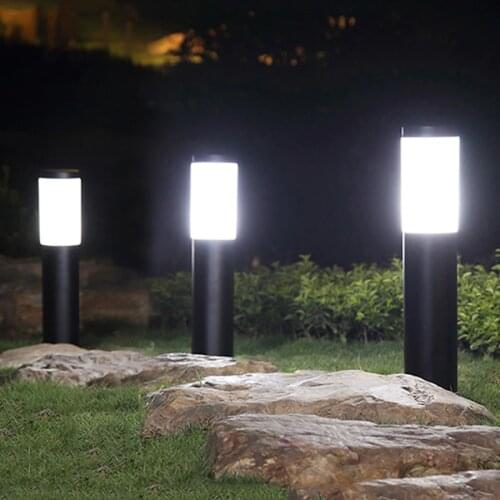 E27 Waterproof Stainless Steel Pillar Light Outdoor Garden Post Lawn Lamp Aluminum Bollard Light Patio Backyard Landscape Lamp