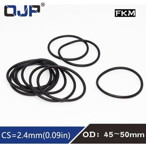 5PCS/lot Fluorine rubber Ring Black FKM O ring Seal CS:2.4mm OD45/46/47/48/49/50mm Rubber O-Ring Seal Oil ORing Gasket Washer
