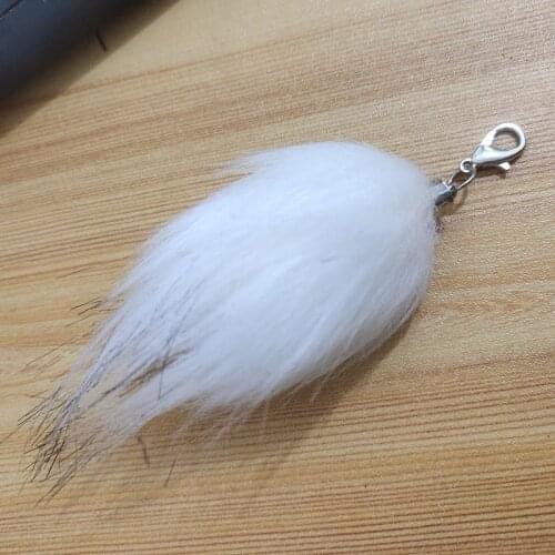 FUYIER New White Long Pompons Keychain Faux Fur Key Chain Lobster Clasp Phone Decoration Pompon Bag Charming Car Tassel Pendant