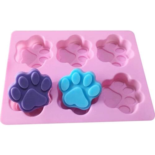 6 Cavities Handmade Soap Making Tools Cat Feet Pattern Cake Chocolate Silicone Mould Non-toxic Soap Mold Handcrafted Accessories
