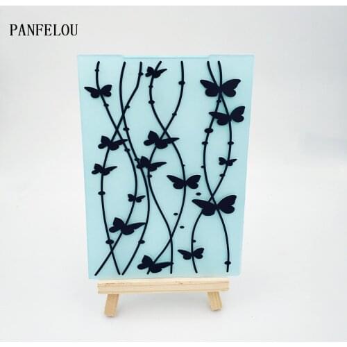 PANFELOU Butterfly line Embossing folders Plastic For Scrapbooking DIY Template Fondant Cake Photo Album Card Making