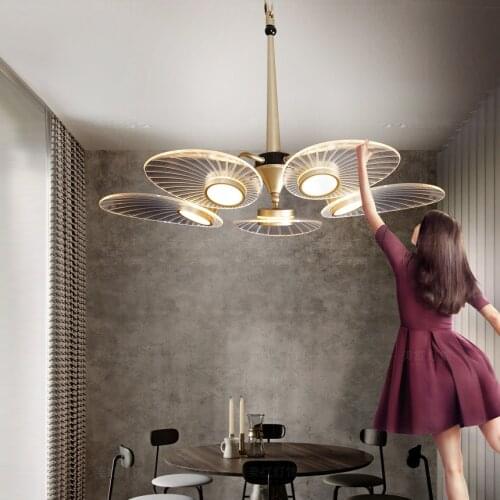 Nordic Style Chandelier Lighting Living Room Modern Bedroom led lamp Copper Art Restaurant Net Red Light Suspension Luminaire