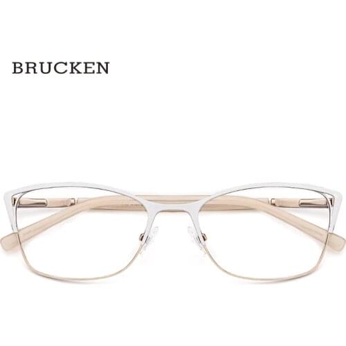 Metal Eyeglasses Frame Women Optical Glasses White Color Cat Eye Eyeglasses Frame Women #TWM7554C4
