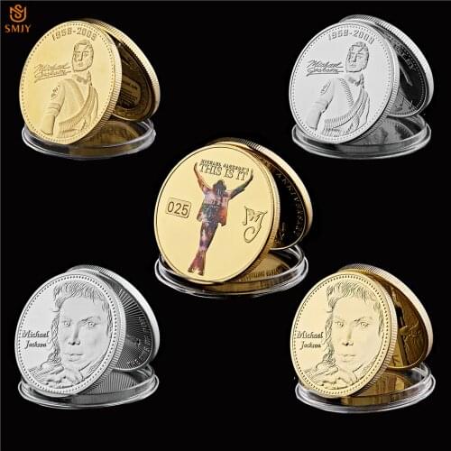 Pcs/set Grammy Lifetime Achievement Award World Dance King Michael Jackson Exquisite Gold/Silver USA Souvenir Craft Coins Set