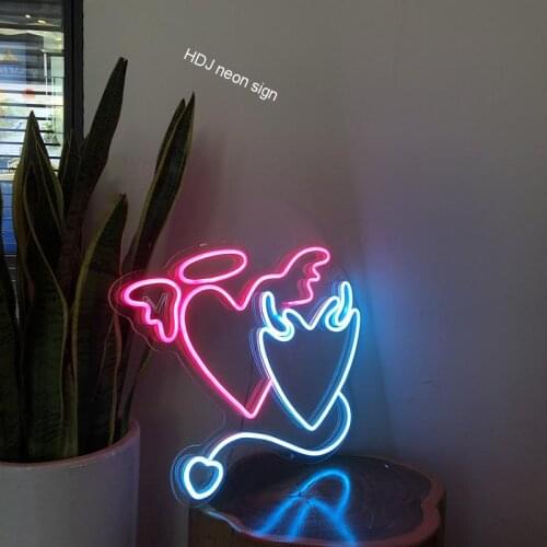 Angels Devils LOGO Custom LED Neon Sign Light Wall Decor For Home Bar Christmas Birthday Party Plaques Signs Valentine Gift