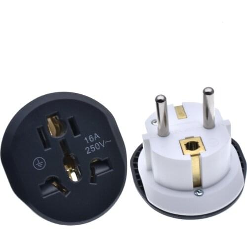 EU plug adapter Universal to Euro round 2 pins conversion plug 16A 250V UK AU US TO schuko converter