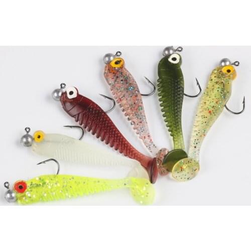 POETRYYI 1pcs 55mm 1.5g Lifelike Fish T Tail Artificial Silicon Soft Fishing Lure Worm Bait Plastic Swimbait Tackle