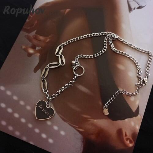Ropuhov 2021 New Korean Fashion Gift Woman Luxury Heartchain Stainless Necklace Bling Wholesale
