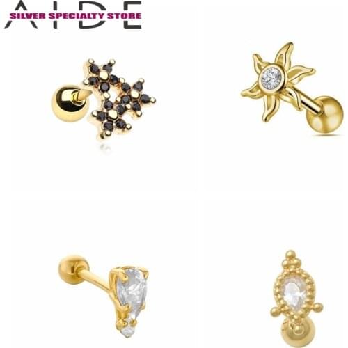 AIDE 925 Sterling Silver Earrings For Women Fashion Fine Jewelry Mini Zircon Piercing Stud Earring Pendientes Aretes Girl Gifts