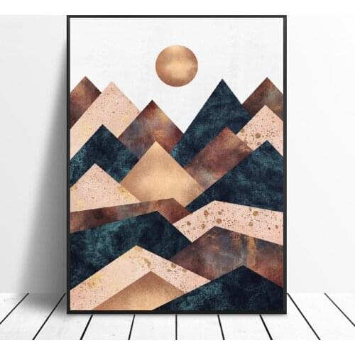 Nordic Abstract Geometric Mountains Landscapes Canvas Print Wall Art Poster Picture Modern Minimalist Bedroom Living Room Decor