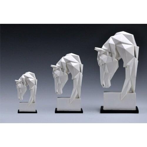 Horse Head Ornaments Animal Resin Home Garden Decoration Nordic Geometric Origami Crafts Furnishings Living Room Desk Statuette