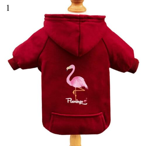 Flamingo Printed Cartoon Dog Hoodie Winter Pet Dog Clothes For Dogs Coat Jacket French Bulldog Clothing For Dogs Pets Clothing