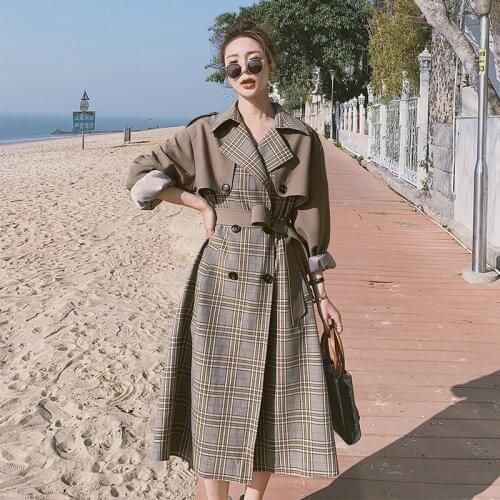 Womens Windbreaker Spring Autumn Cloak Female Jacket Big Size 100% Cotton Ladies Long Casual Fashion Wear A Belt Trench Coat 2J