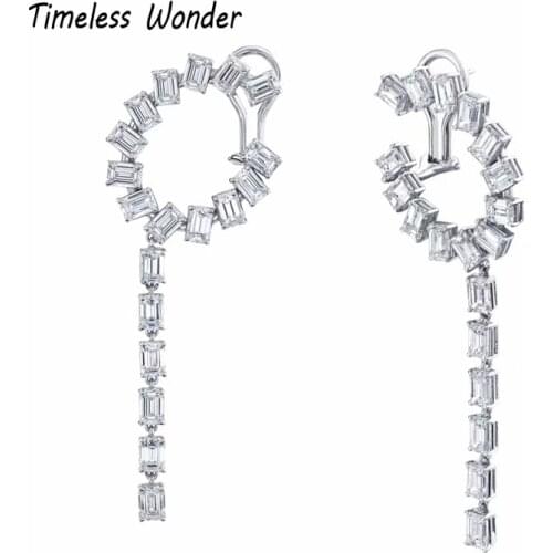 Timeless Wonder Crystal Zirconia Heart Square Stud Earrings Women Top Designer Runway Ins Egirl Aesthetic Rare Punk Gothic 5332