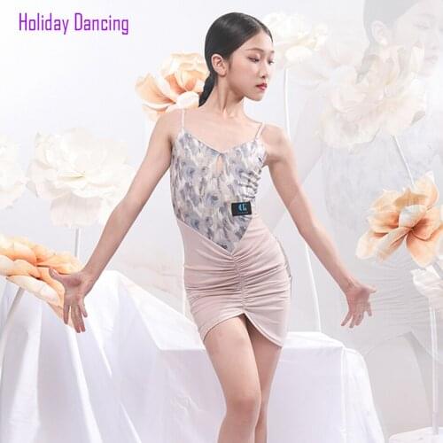 2021 G3501 Leopard Patchwork Kids Latin Dance Dress Girl Modern Dancing Performance Dress Belly Dancing Costume