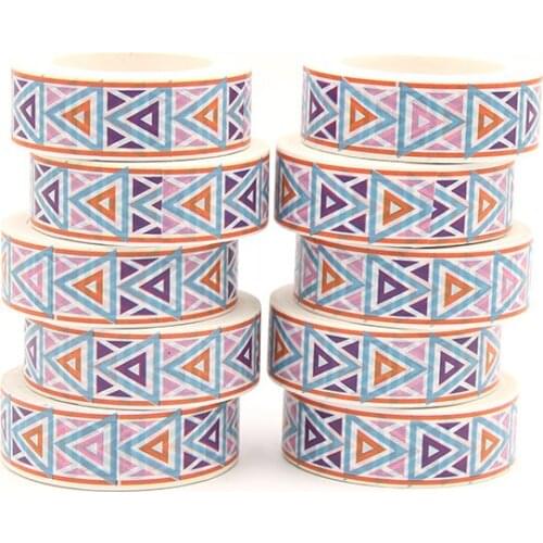 10pcs/lot 15MM*10M Colorful Triangle Washi Tape Japanese Paper DIY Planner Masking Tape Decorative Stationery