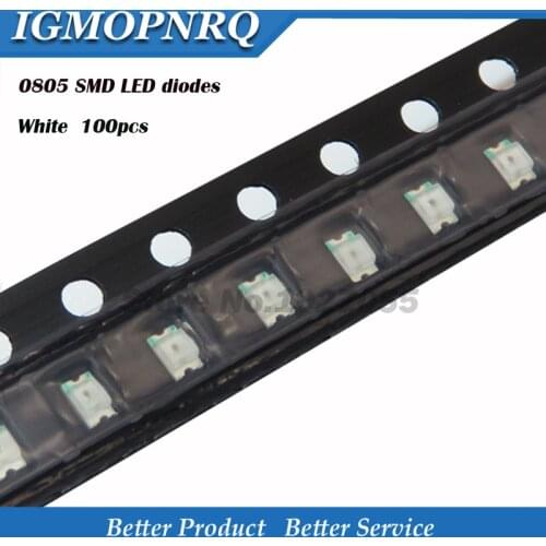 100pcs superior leds 0805 SMD led light white 0805 light-emitting new