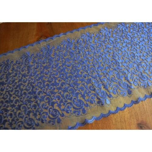 2 Meters Hot European High-end Embroidery Lace Fabric Blue Lace Trim Applique Wedding DIY Handmade Jewelry Accessories