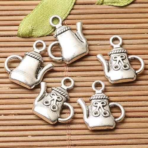 20pcs dark silver color cute teapot design charms EF2774