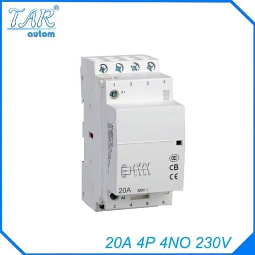 4P 4NO 230V 20A Modular Normally Closed Contactor with electric machincal types of contactor Din rail Household ac contactor