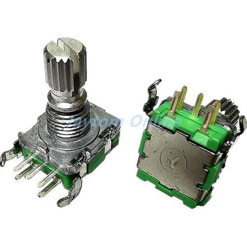 5pcs EC11 Rotary Encoder F11E With Push Button Switch 20 Position 20 detents 15MM Plum Shaft