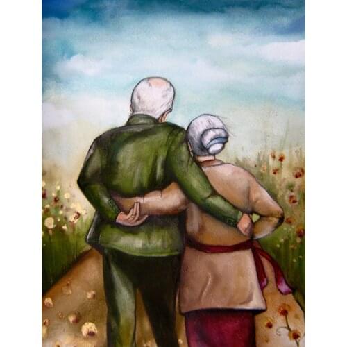 JMINE Div 5D Old Elderly Couple Full Diamond Painting cross stitch kits art High Quality Cartoon 3D paint by diamonds