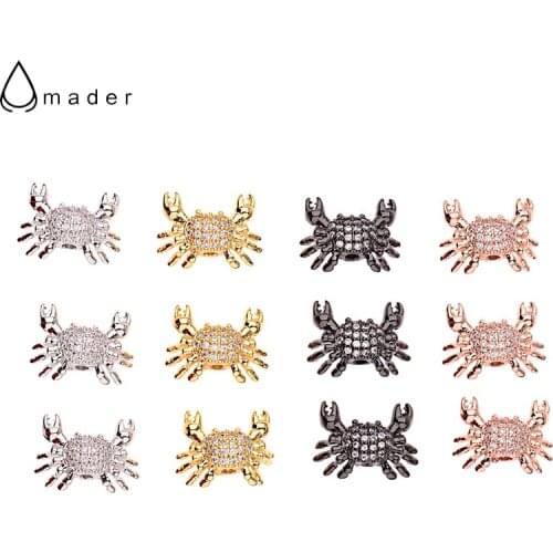 Amader 2018 Top Copper Crab Charm Beads For Jewelry Making Animal Brass Micro Pave Cubic Zirconia Wholesale For Women BD1011