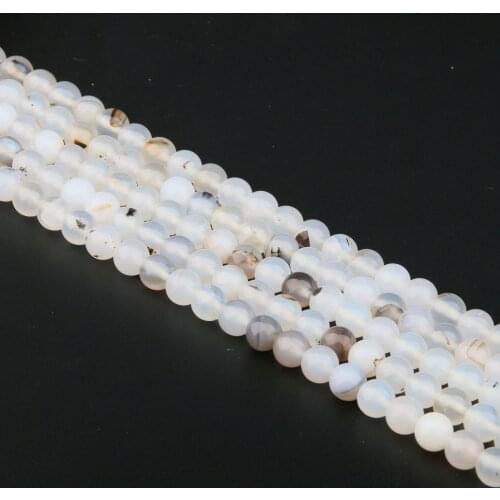 Natural Agate Stone Beads Necklace Accessories Round Polished Black Flowe Agate Stone Charm for Jewelry Making Bracelet Earrings