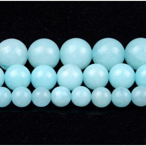 Aquamarines Stone Round Loose Beads 15” Strand Pick 4-12mm Spacer Beads For Charm Bracelet Necklace Accessory Jewelry Making