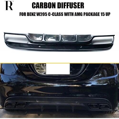 C43 Carbon Fiber Rear Bumper Diffuser Protector for Benz W205 Sedan S205 Wagon C180 C200 C300 C43 with AMG Package 2015 - 2022