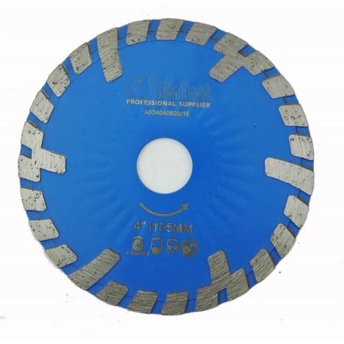 DIATOOL Hot pressed Diamond Turbo Blade with Slant Protection Teeth Stone Concrete Cutting Disc 4" 4.5" 5" Diamond saw blade