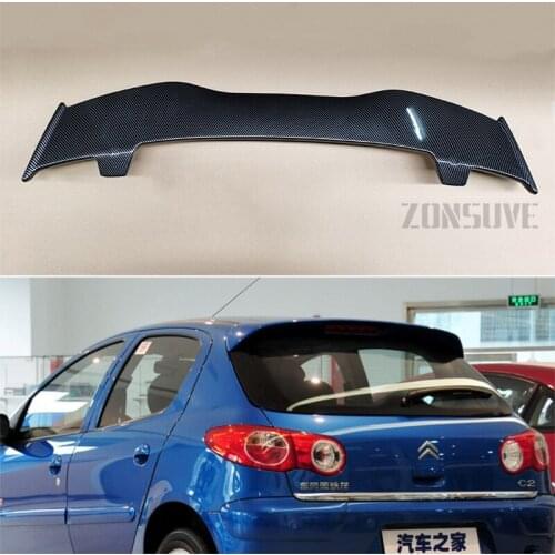 Use For Citroen C2 Spoiler ABS Plastic Carbon Fiber Look Hatchback Roof Rear Wing Body Kit Accessories