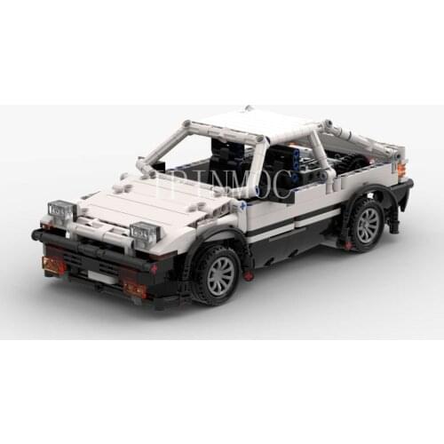 MOC classic drift car AE86 head text D white cover PDF drawing Boy Gift static model technology accessories