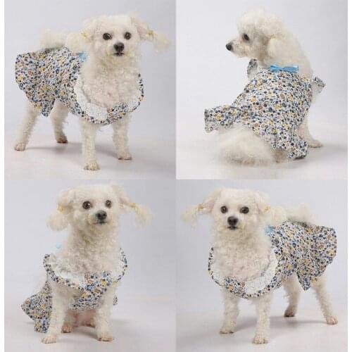4 Sizes Summer Dog Small Floral Princess Dress Skirt Summer Princess Dog Wedding Dresses York Clothes for Dogs Pet Dress