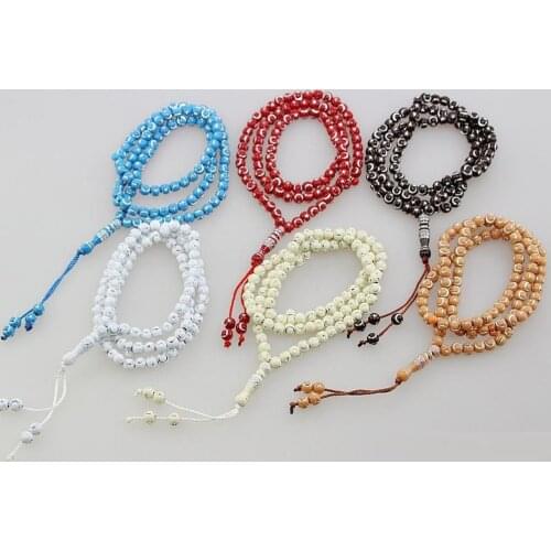 Muslim Islamic Tasbih Resin Prayer Beads Bracelet Moon Star Round Shape 99 Beads Islamic Allah Beaded Adults Bracelet Rosary