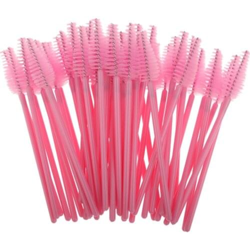 Pack of 50Pcs Disposable Eyelash Brush Mascara Wands Applicator Makeup Cosmetic Tool Pink Makeup Tools Brushes