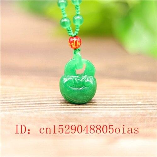 Natural Green A Emerald Jade Apple Pendant Beads Necklace Charm Jadeite Jewellery Fashion Carved Amulet Gifts for Women Men