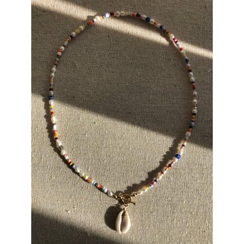 Bohemian Mixed colorful rice beads necklace trend shell pendant handmade delicate accessories women trendy charm Jewelry gift