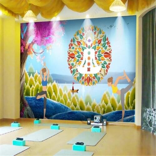 Modern Fashion European and American Gym Wallpapers Industrial Decor Yoga Hall Background Mural Wall Paper Papel De Parede