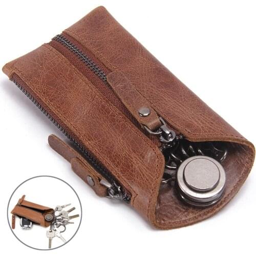 Vintage Genuine Leather Key leather keychain key pouch key wallet car key case keychain wallet women men keychain zipper