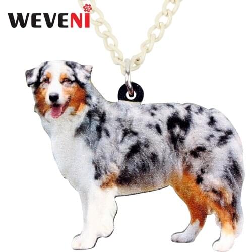 WEVENI Acrylic Happy Australian Shepherd Dog Necklace Pendant Anime Animal Pets Jewelry For Women Girls Gift Dropshipping Bijoux