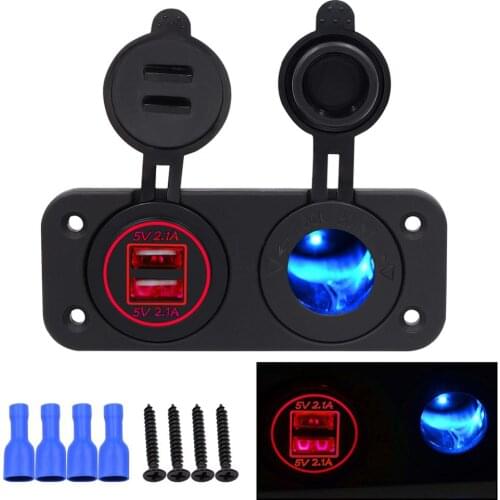 OLOMM Cigarette Lighter Car Charger USB Vehicle DC12V Dual USB Charger 2 Ports Power Socket 5V 2.1A/2.1A