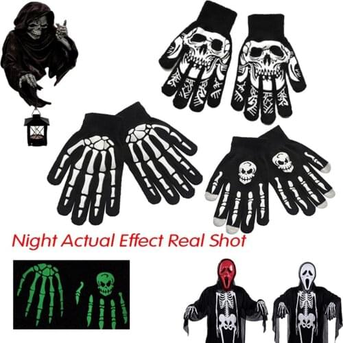 1 Pair Halloween Cycling Gloves Outdoor Sports Bicycle Half Finger Skeleton Skull Claw Unisex Mittens Winter Hand Warmer