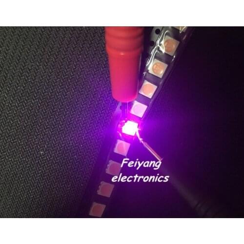 100pcs Water Clear LED Light Diode 5050 uv/purple SMD/SMT High Power LED PLCC-6 3-CHIPS Super Bright lamp light High quality