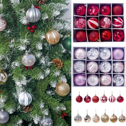 12PCS 55mm Christmas Xmas Tree Ball Bauble Hanging Home Party Ornament Decor Christmas Plastic Gift Ball Xmas Tree Decoration