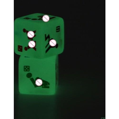 2pcs 25mm Noctilucent Dice Cube Adult Game Love Sex Dice Night Bar KTV Fun Game