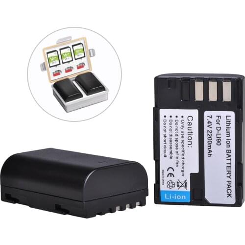 2X 2200mAH D-Li90 D Li90 DLi90 Rechargeable Li-ion Battery for Pentax K-5 II K-5 IIS K-01 K-7 K-5 K-3 K-3 II 645D 645Z Z1 Camera
