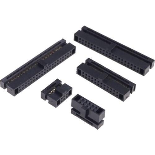 50 Pcs IDC Connector Female 1.27 MM Pitch 6 8 10 12 14 16 20 24 26 30 34 40 44 50 60 68 80 Pin Header Socket For Cable 0.635MM